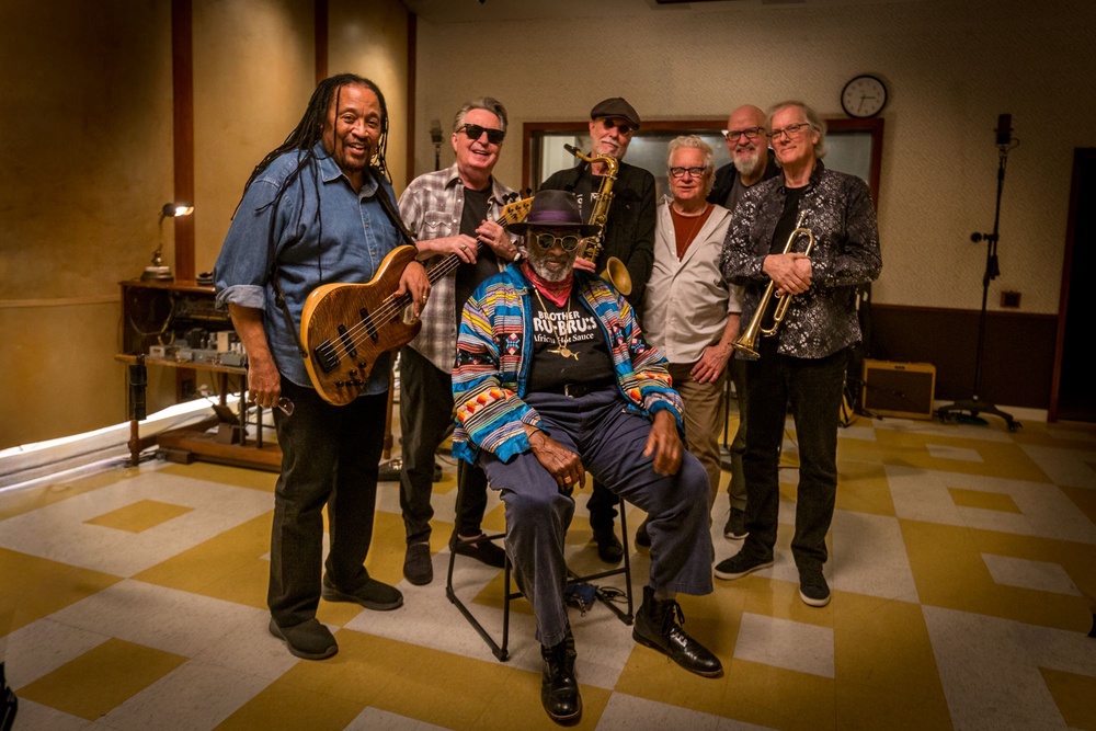 Taj Mahal with the Phantom Blues Band during the recording of their new album ‘Time’ (Mike Coeyman)