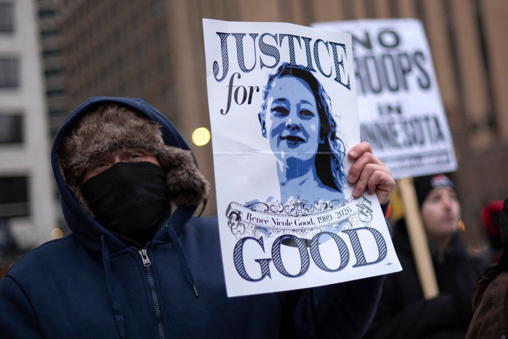Good’s death came following an interaction with several ICE agents, including Ross, on January 7. The 37-year-old had stopped her car in the street and when ordered to get out reversed and attempted to escape (AFP/Getty)