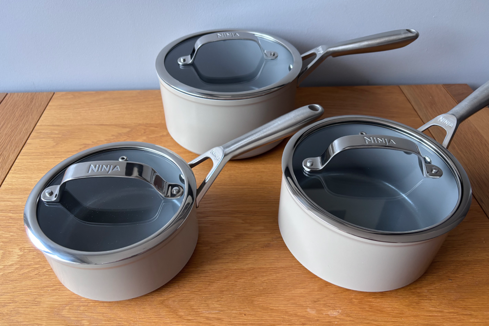 The saucepans can be used in the oven (Siobhan Grogan/The Independent)