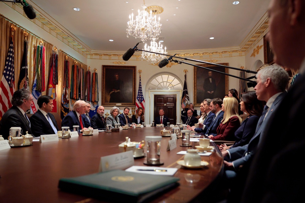 Trump began the Cabinet meeting by attacking Democrats over the 40-day DHS shutdown (Getty Images)