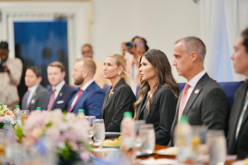 Noem’s top aide, Corey Lewandowski, has also been seen at the home over the past year and as recently as this month, people familiar with the matter told the Journal. It was not immediately clear why Noem was still living at the property (Office of the President of Guyana)