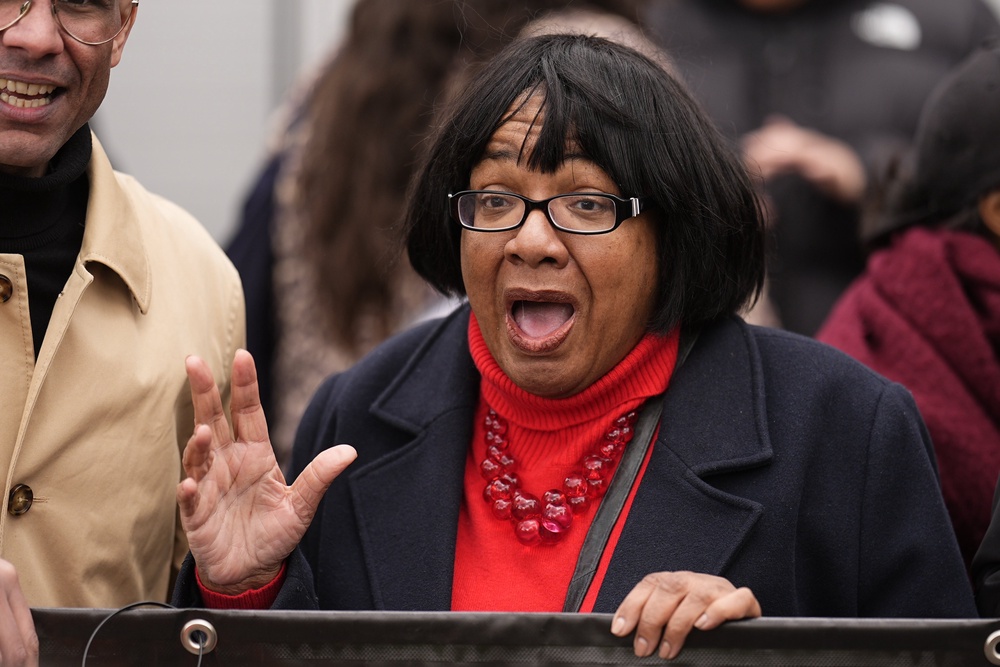 Diane Abbott joins people taking part in a Together Alliance march, through central London (Aaron Chown/PA) (PA)