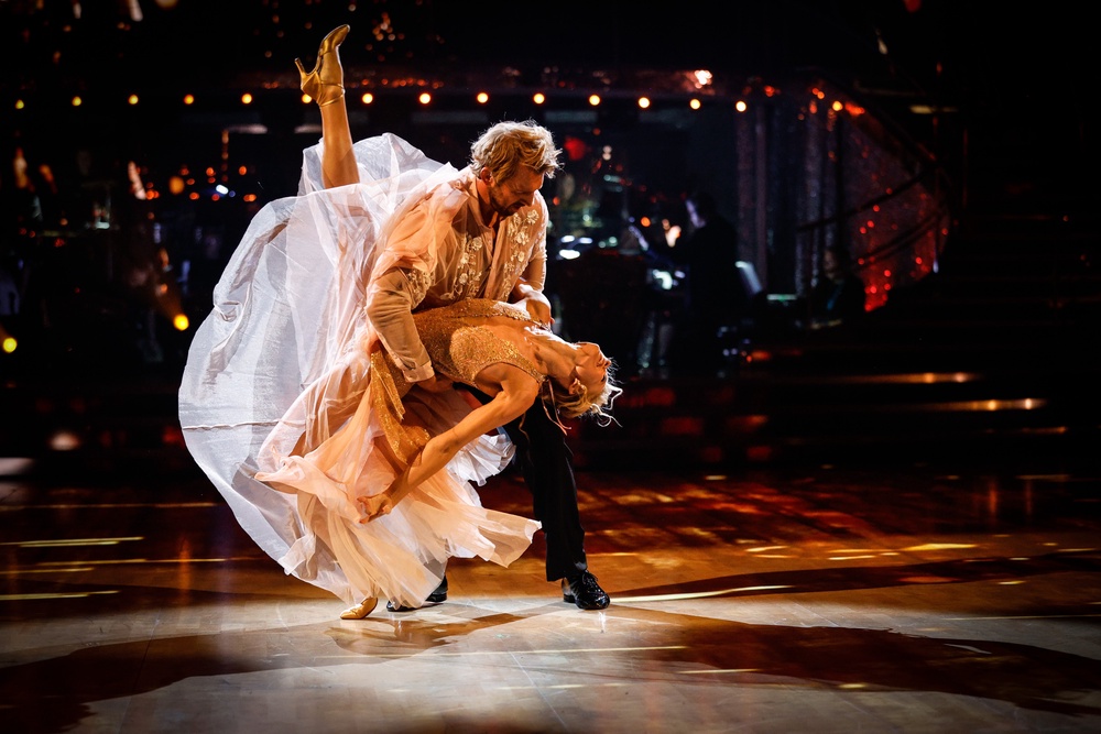 Bychkova dancing with her final partner, Chris Robshaw (BBC/Guy Levy)
