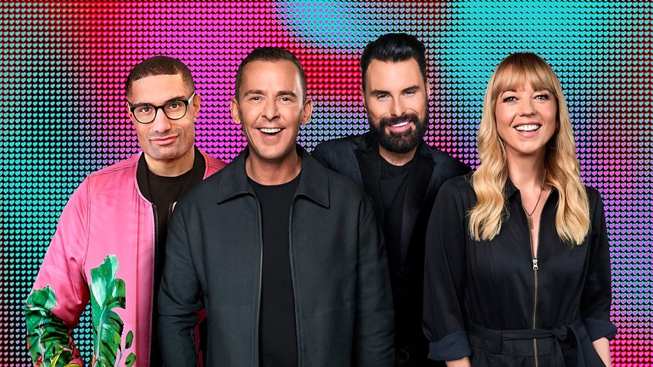 Richie Anderson, Scott Mills, Rylan Clark and Sara Cox previously commentated Eurovision together (BBC)