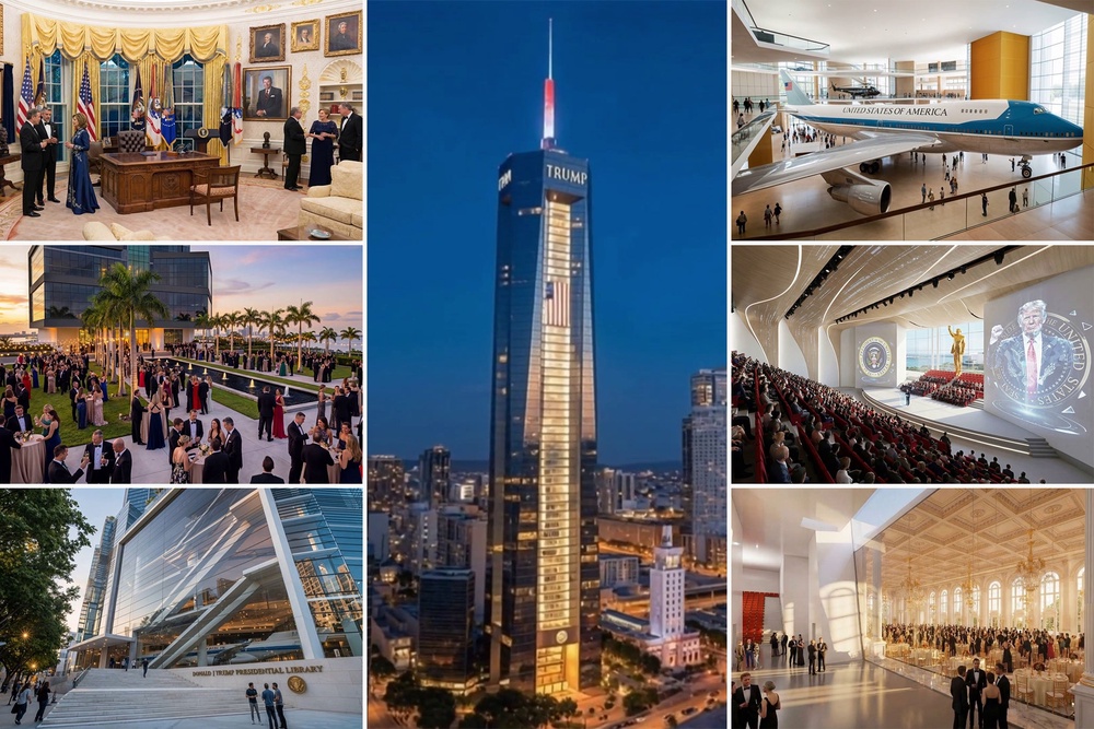 President Trump’s presidential library will reportedly take possession of the ex-Qatari jet once the Republican leaves office, and recent renderings of the Miami building show Air Force One in the lobby (Trumplibrary.org)