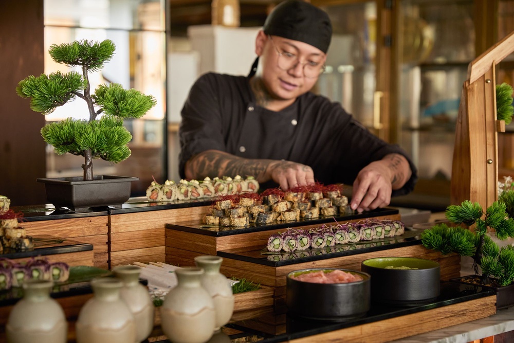 The Glasshouse’s sushi station (The Grove, Hertfordshire)