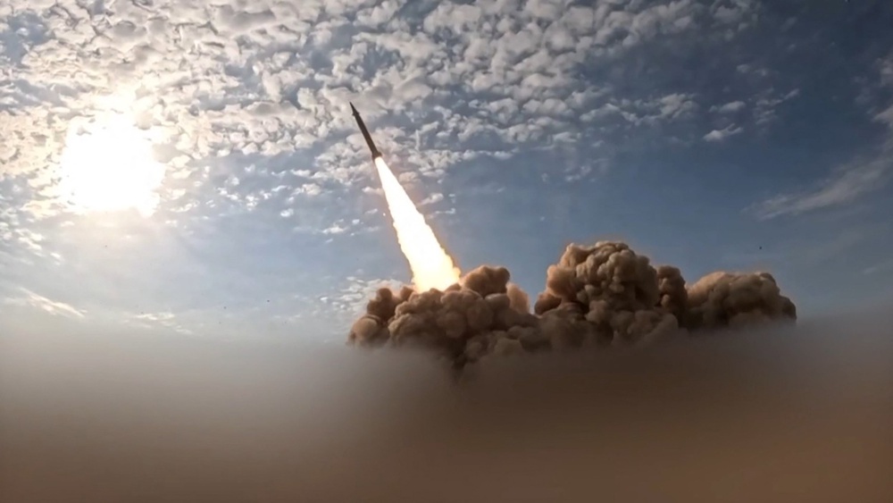 This video grab taken from images released by the Iranian state broadcaster (IRIB) on March 26, 2026, shows what it says is the second phase of the 82nd wave of missiles launched against Israel and US bases in the United Arab Emirates and Kuwait. (IRIB TV)