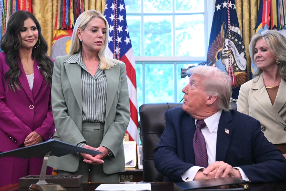 Homeland security secretary Kristi Noem and attorney general Pam Bondi both left Trump’s administration earlier this year (AFP/Getty)
