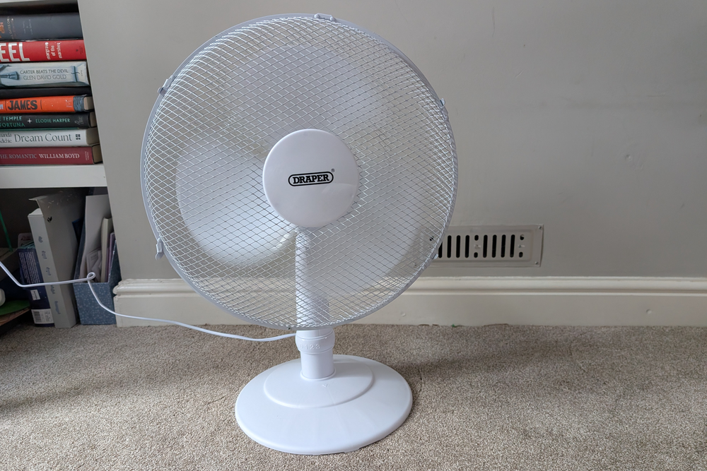 This is a simple desk fan with decent airflow (Joanne Lewsley/The Independent)