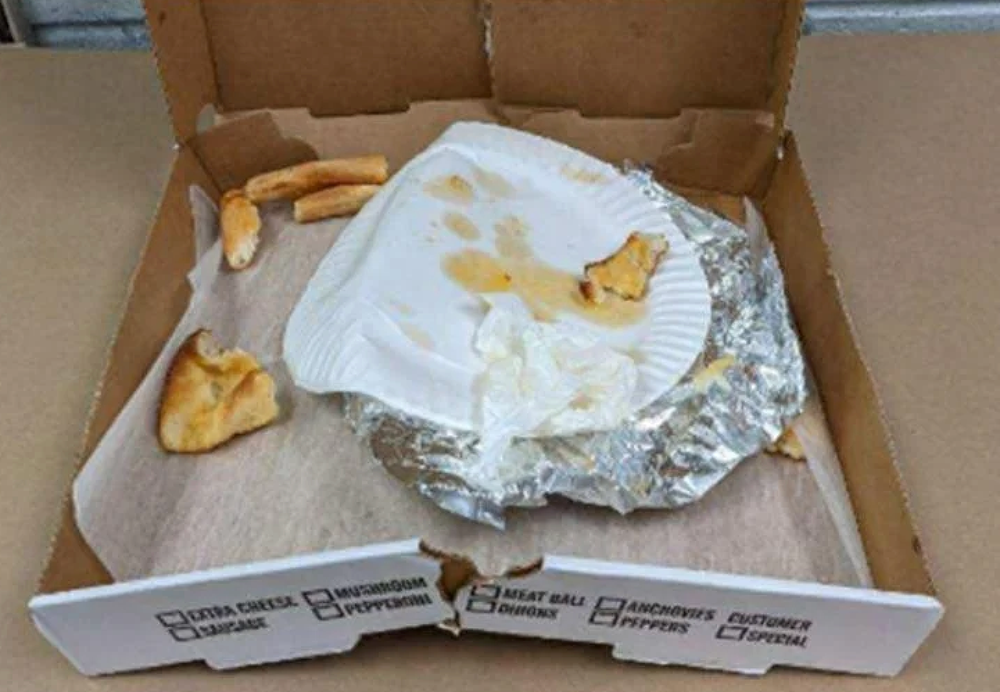 The pizza crust Heuermann discarded in a Manhattan trash can that led to his arrest (Suffolk County DA)