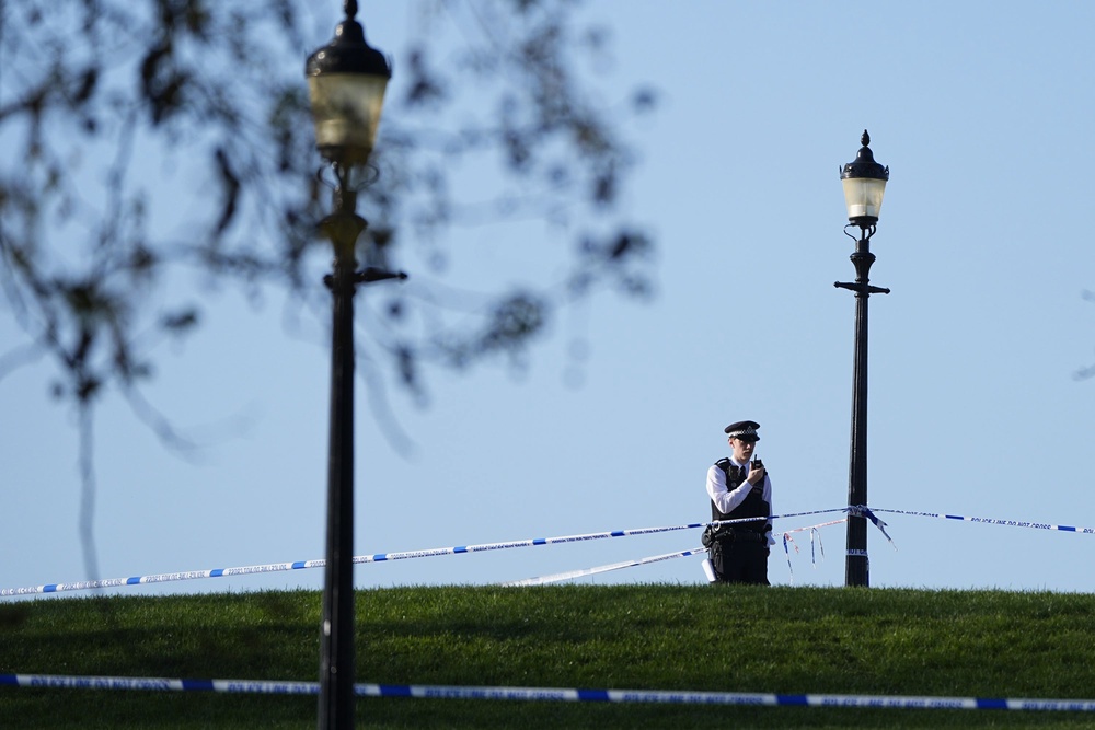 Police at the scene of the crime, a popular viewing point in the capital (PA Wire)
