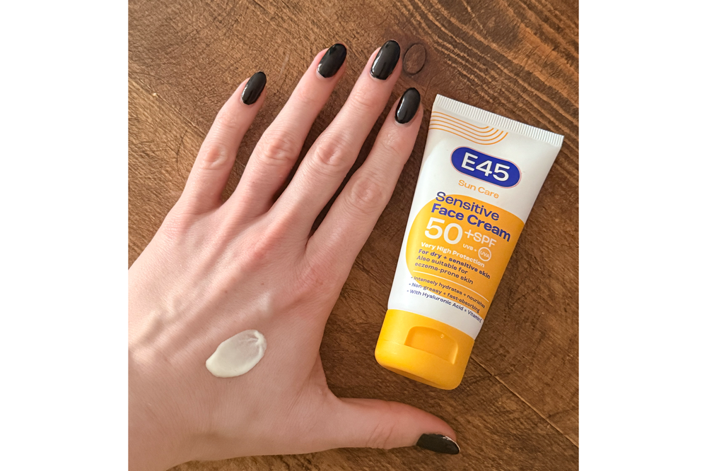 Swatch of E45 sensitive face cream SPF50 (Louise Whitbread/The Independent)