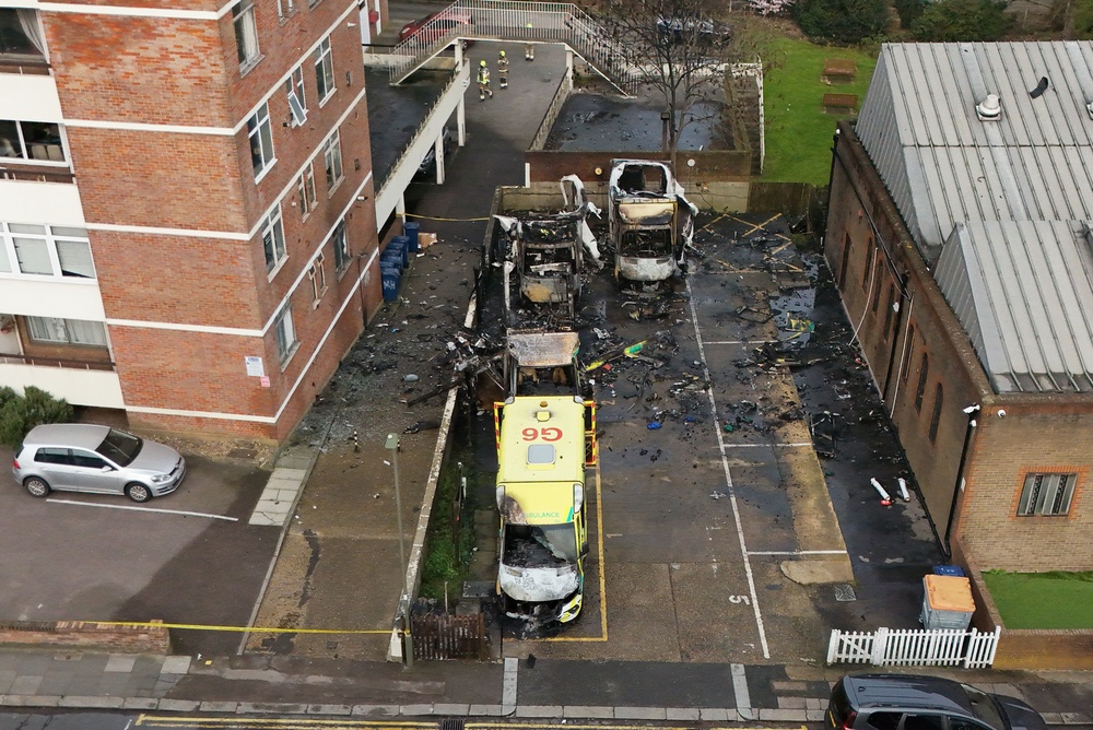 Firefighters at the scene in Highfield Road, Golders Green (Jonathan Brady/PA) (PA Wire)