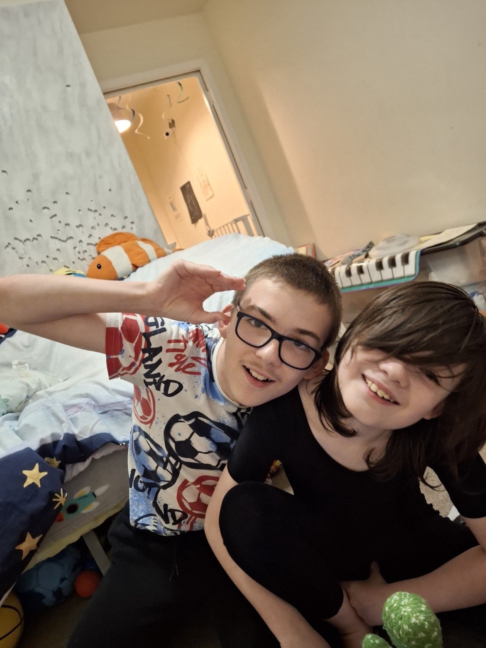 Lorraine cares full time for her son Sam, 14, and Ben, 13 (Lorraine Griffin)