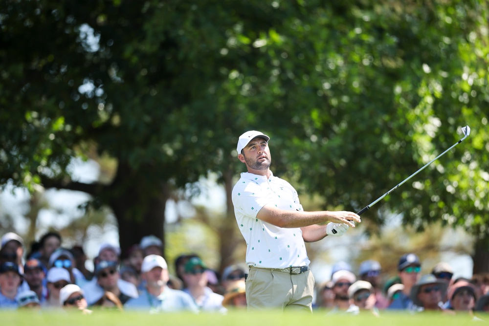 Scottie Scheffler of the United States plays a shot on the fourth hole (Getty Images)