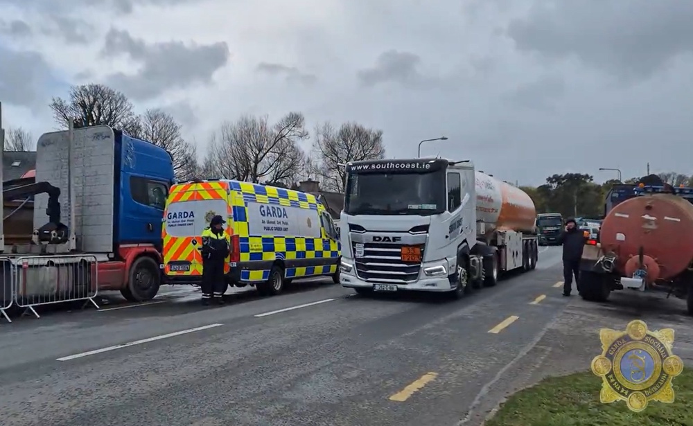 Full tankers departing Whitegate refinery in Co Cork (Garda/PA) (PA Media)