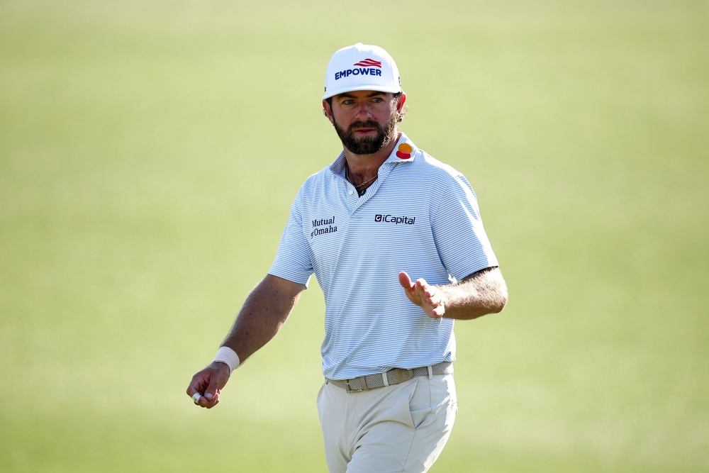 Cameron Young of the United States reacts on the 17th green (Getty Images)
