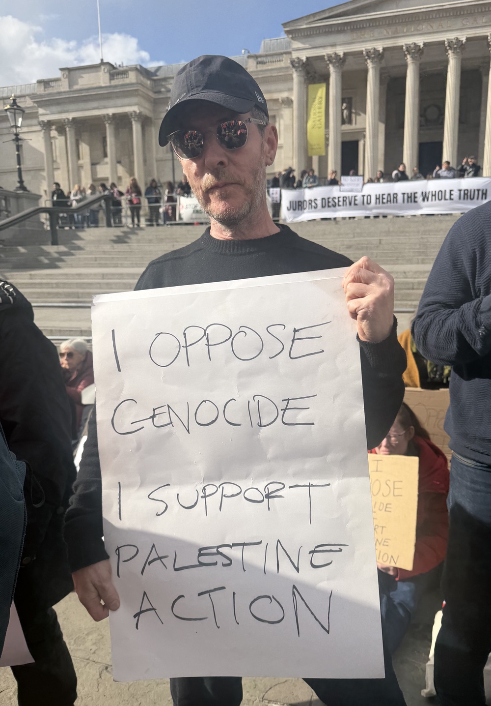Massive Attack musician Robert Del Naja during the demonstration against the ban on Palestine Action in Trafalgar Square, central London (Blaise Cloran/PA) (PA Wire)