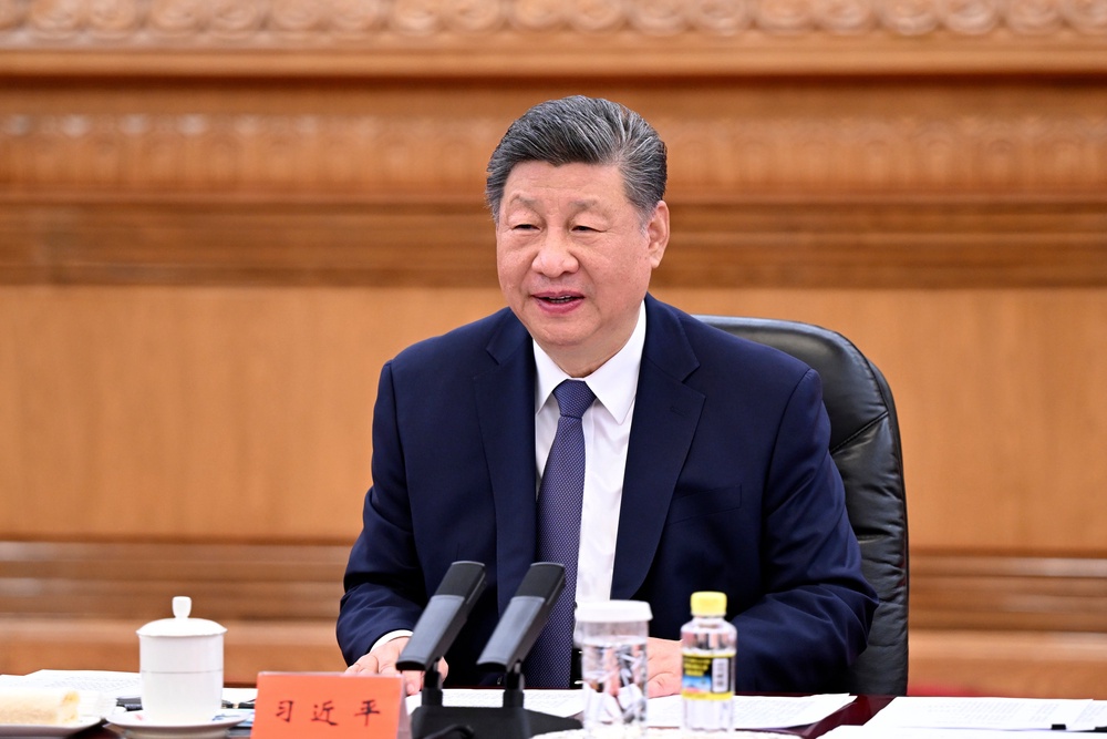 Chinese President Xi Jinping, speaks during a meeting with Kuomintang (KMT) party leader Cheng Li-wun (Xinhua)