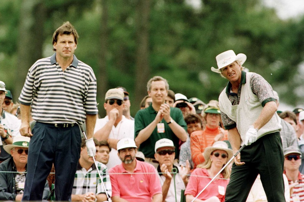 It is 30 years since Nick Faldo (left) beat Greg Norman at Augusta (Getty Images)