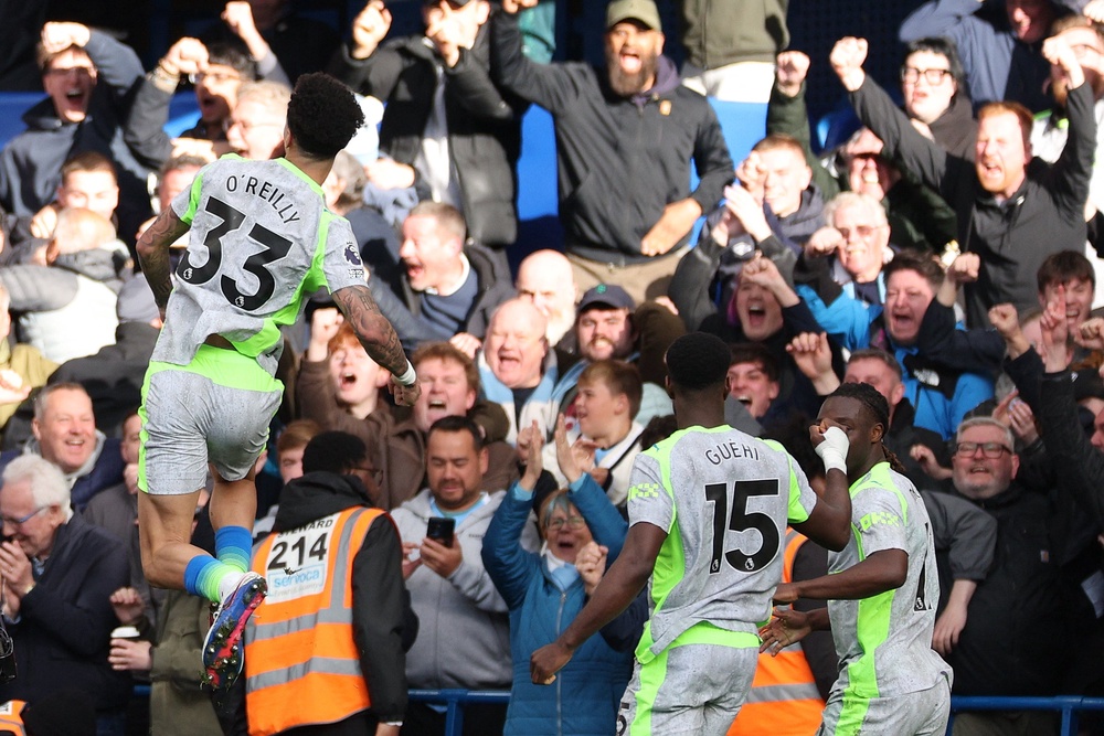 Nico O’Reilly (left) broke the deadlock for Man City (AFP via Getty Images)