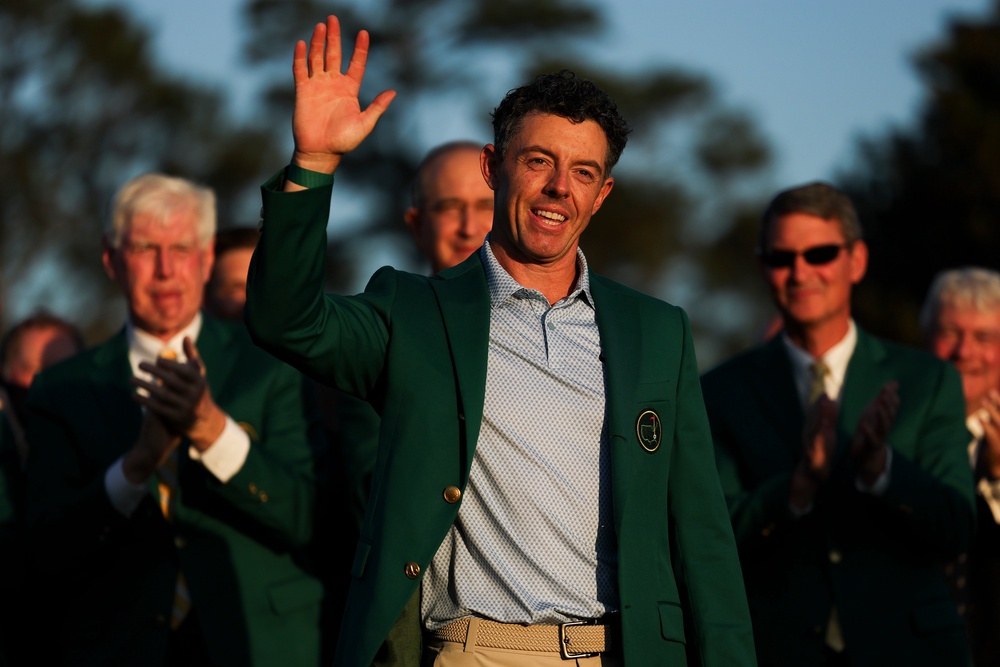 Rory McIlroy pulled on the coveted green jacket again (Getty)