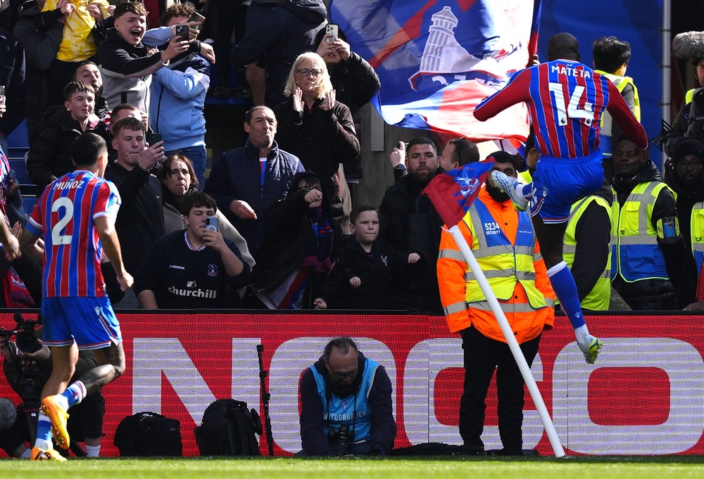 Jean-Philippe Mateta, right, has starred for Crystal Palace in recent days (Jordan Pettitt/PA) (PA Wire)