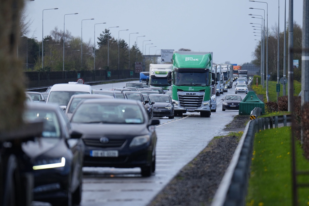 Fuel protesters block the N7 motorway in Rathcoole near Dublin.(Niall Carson/PA) (PA Wire)