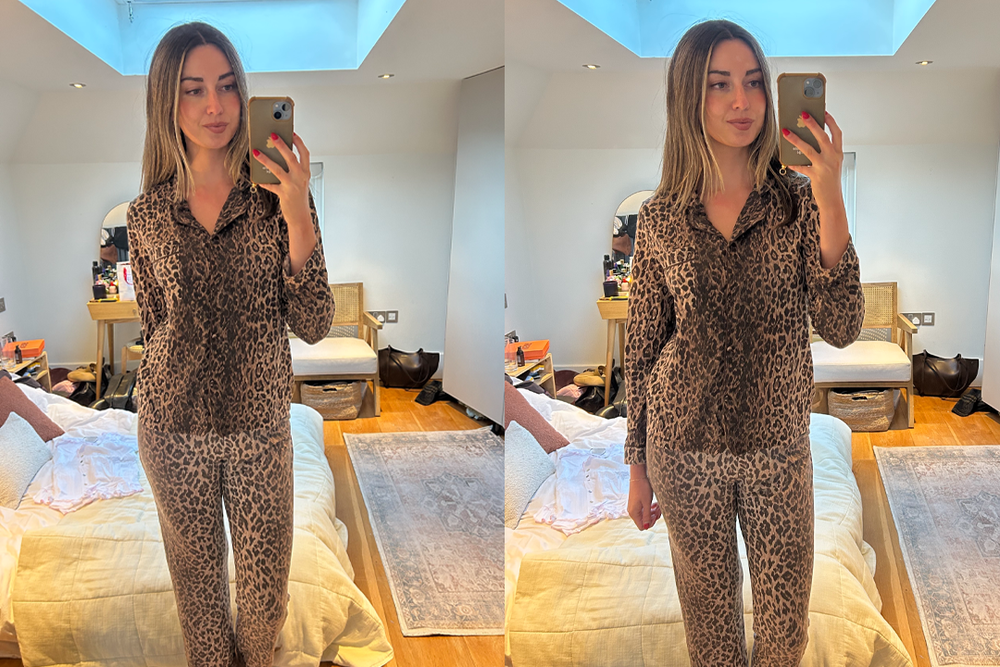 This leopard print pair of pyjamas were designed in collaboration with Stripe & Stare (Daisy Lester)