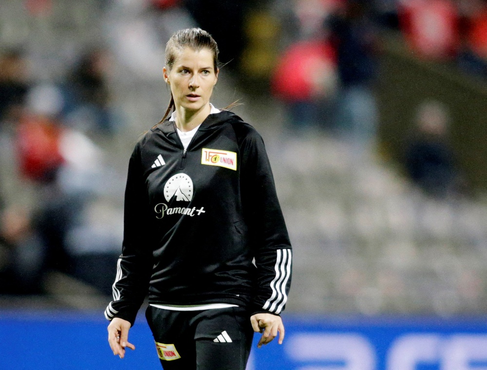 Marie Louise-Eta made history by becoming the first woman to take charge of a men’s team in one of Europe’s top five football leagues (Reuters)