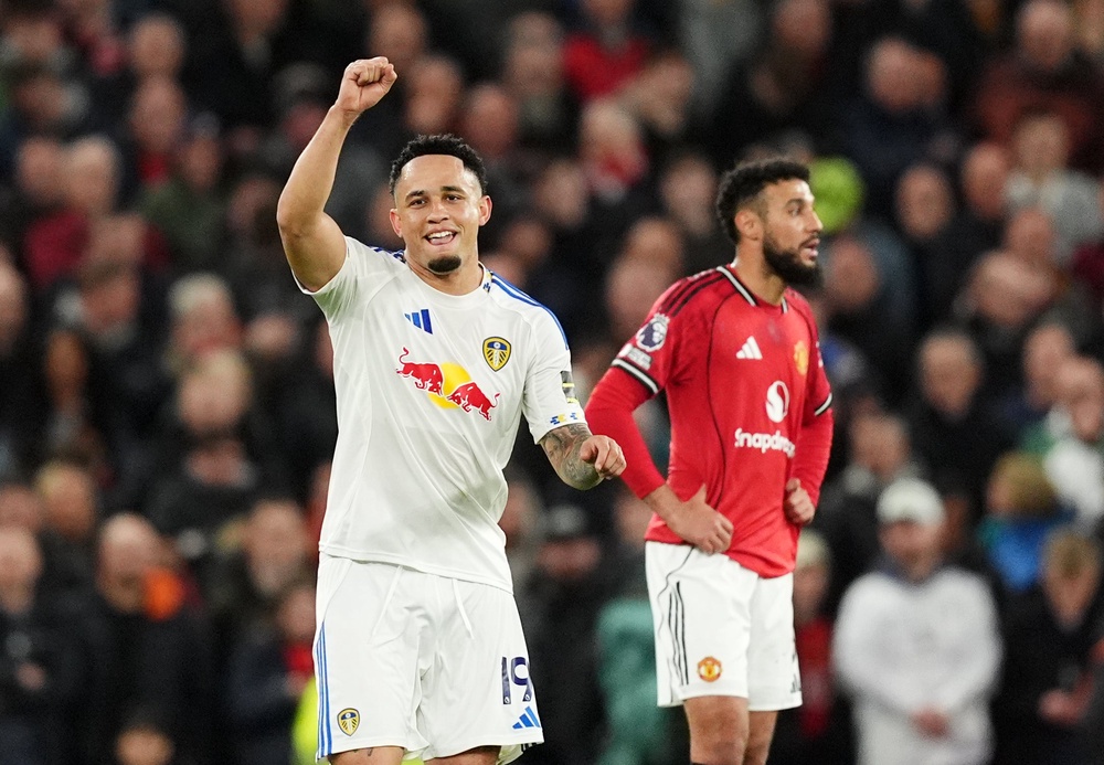 Noah Okafor scored both goals for Leeds in the first half (Martin Rickett/PA) (PA Wire)