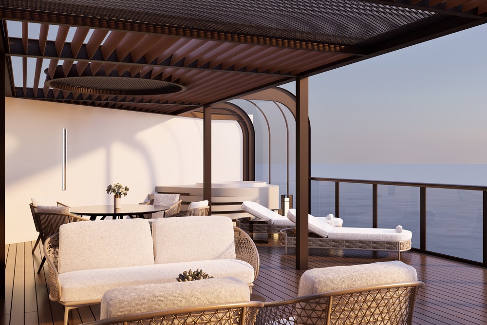 Guests can enjoy a hot tub on a wraparound balcony in their Regent Seven Seas suite (Regent Seven Seas)