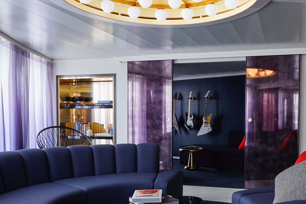 A massive suite in Virgin Voyages’ Mega RockStar Quarters (Virgin Voyages)