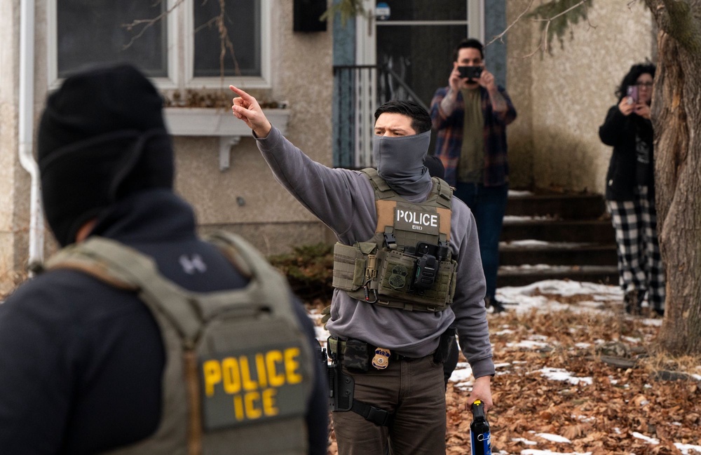 Following the fatal shootings of two American citizens by federal immigration agents, Trump described ICE agents as ‘great patriots that have been abused’ (Getty Images)
