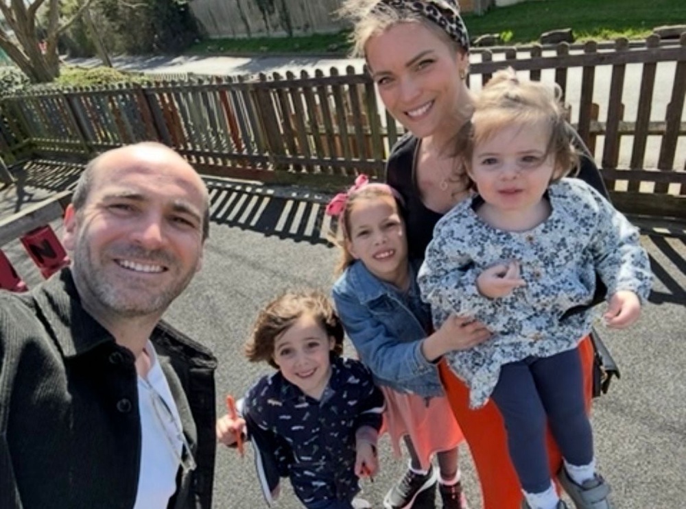 Anna with her family, (from left) partner James, Lucas, Emilia and Ivy, after finishing a year of treatment (Anna Priest)