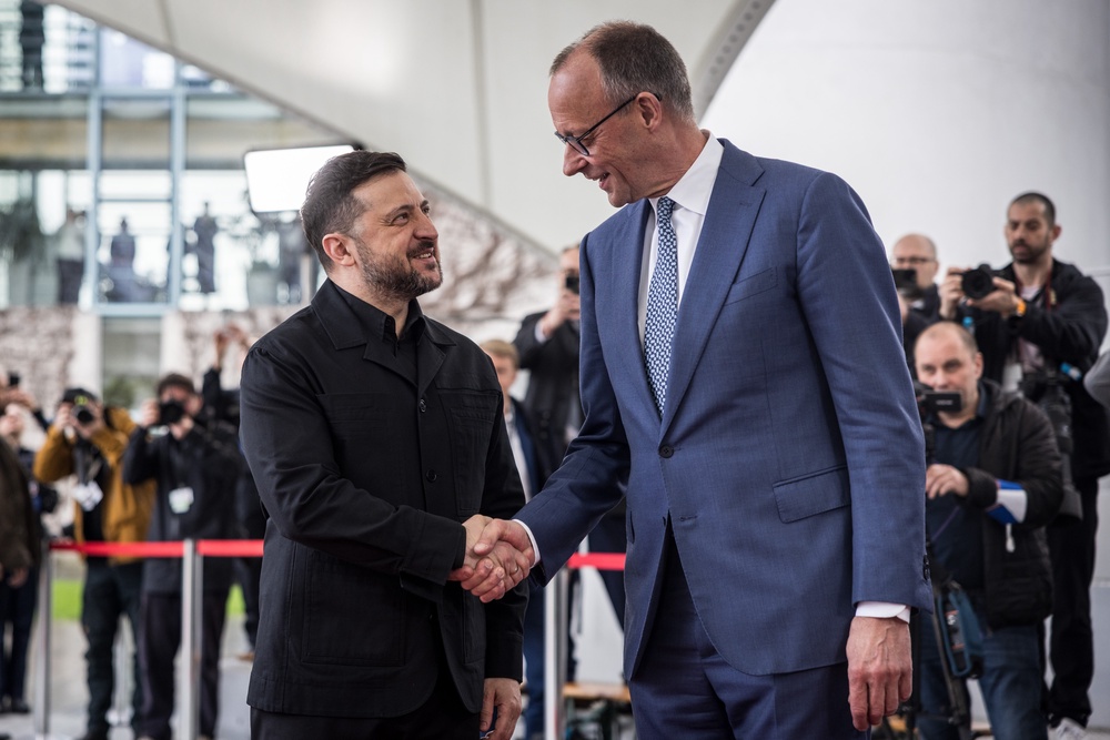 German chancellor Friedrich Merz welcomed Zelensky in Berlin (Getty)