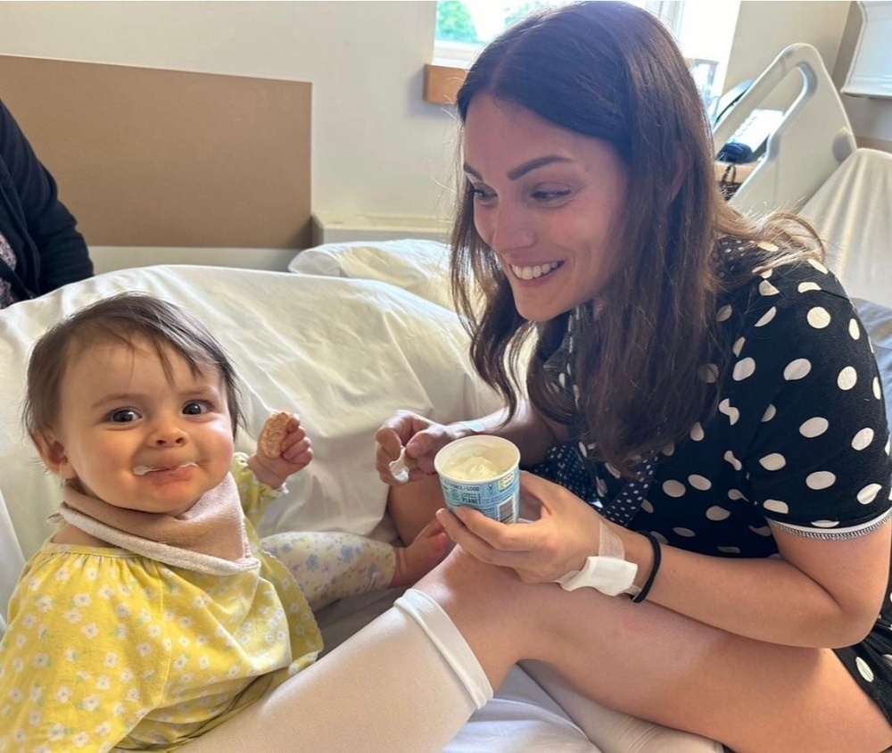 Anna in hospital with Ivy after her mastectomy (Anna Priest)