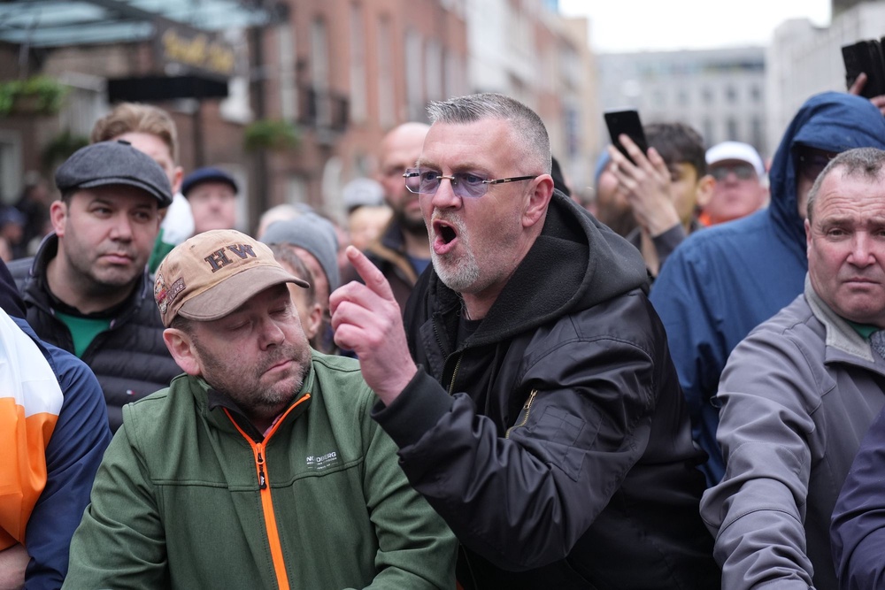 Angry protesters called for a no confidence vote on Tuesday (Niall Carson/PA Wire)