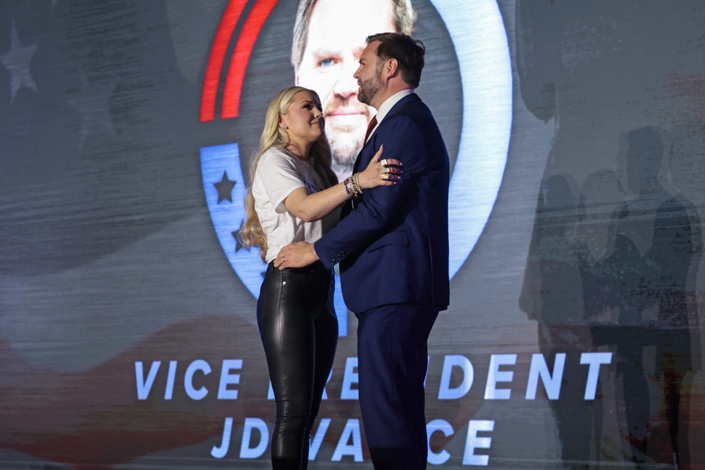 During the event in Georgia, Vance, who was a close friend of Charlie Kirk, defended his widow against ‘disgusting’ attacks (AFP/Getty)