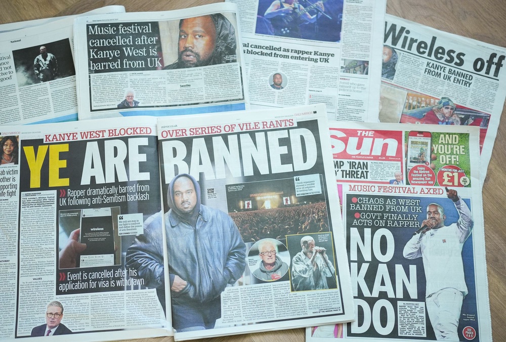 The Wireless festival was cancelled after the Home Office withdrew West’s Electronic Travel Authorisation (ETA), denying him entry to the UK (Getty Images)