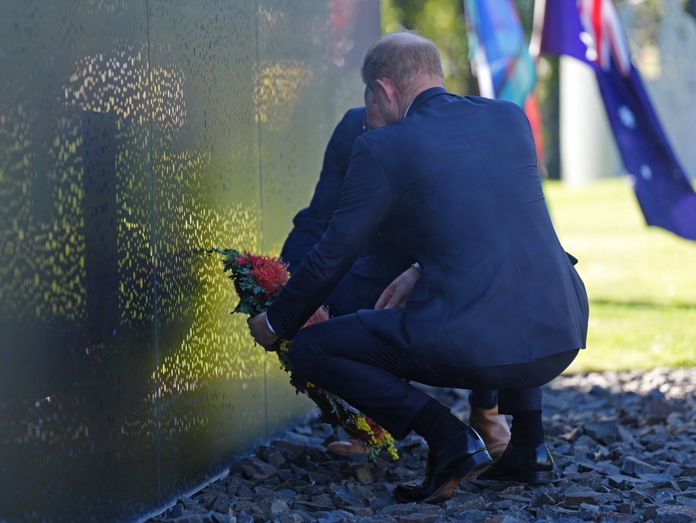 Harry laid a wreath during his visit to the museum (Jonathan Brady/PA) (PA Wire)