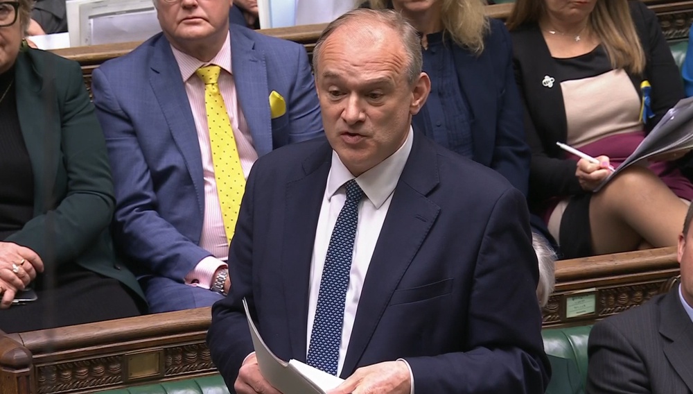 Liberal Democrat leader Sir Ed Davey speaking during Prime Minister’s Questions (House of Commons/UK Parliament) (House of Commons/UK Parliament)