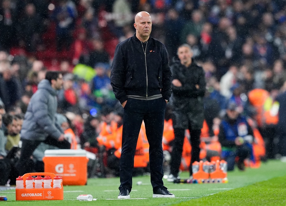 Arne Slot reacts during Liverpool v Paris Saint-Germain (PA)