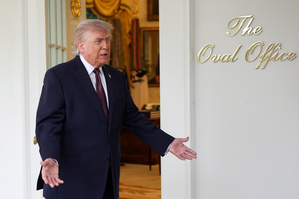President Donald Trump claimed he thought the image he shared online depicted him as a doctor, not Jesus (Getty)