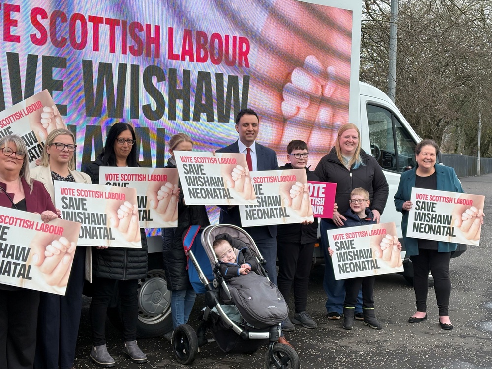 Scottish Labour leader Anas Sarwar, during a visit to Wishaw, while campaigning for the upcoming Holyrood election (Katrine Bussey/PA) (PA Wire)