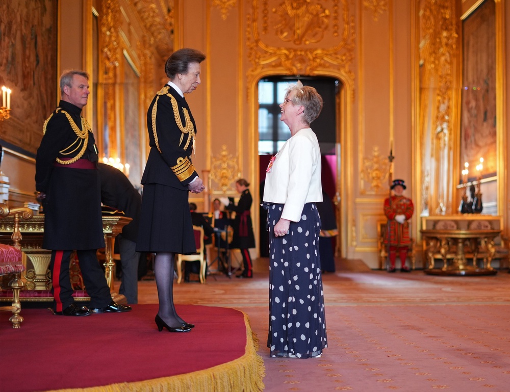 Tracy Foster is made an Officer of the Order of the British Empire by the Princess Royal (Yui Mok/PA) (PA Wire)
