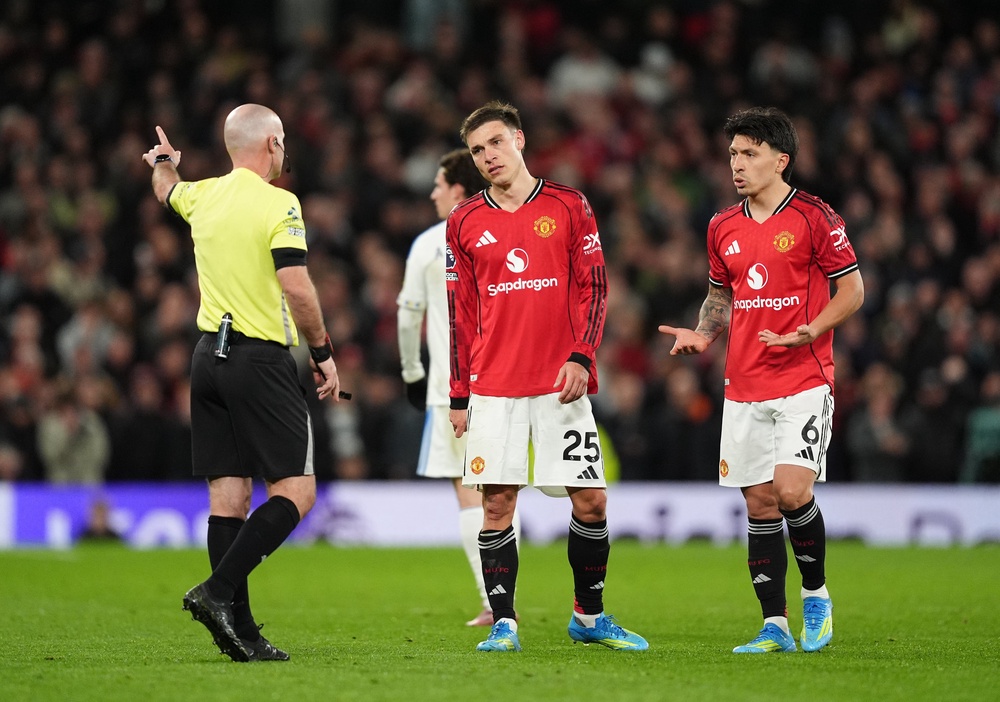 Lisandro Martinez was shown a straight red on Monday (Martin Rickett/PA) (PA Wire)
