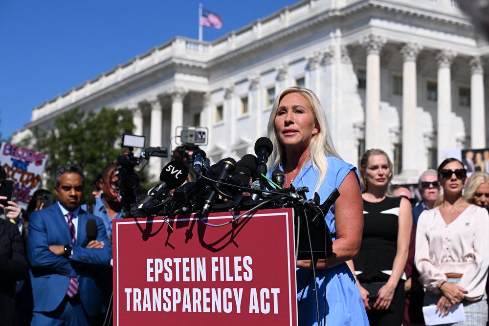 Greene, a hard-line conservative and former ally of President Trump, has been outspoken against the administration’s handling of the files related to the convicted sex offender (AFP/Getty)