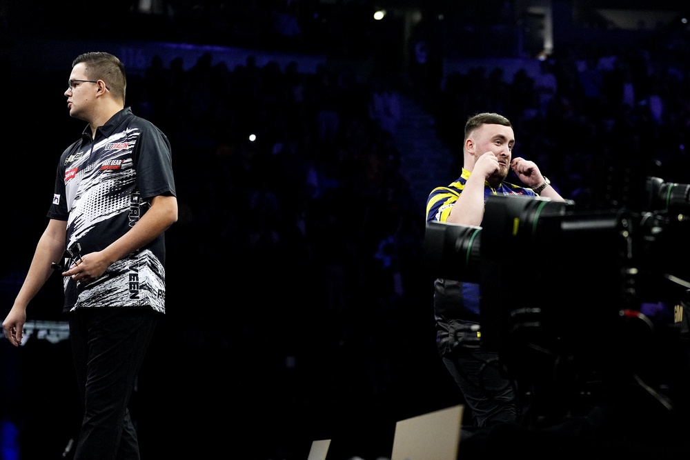 Littler did a crying gesture towards the end of his match with Van Veen (PA Wire)