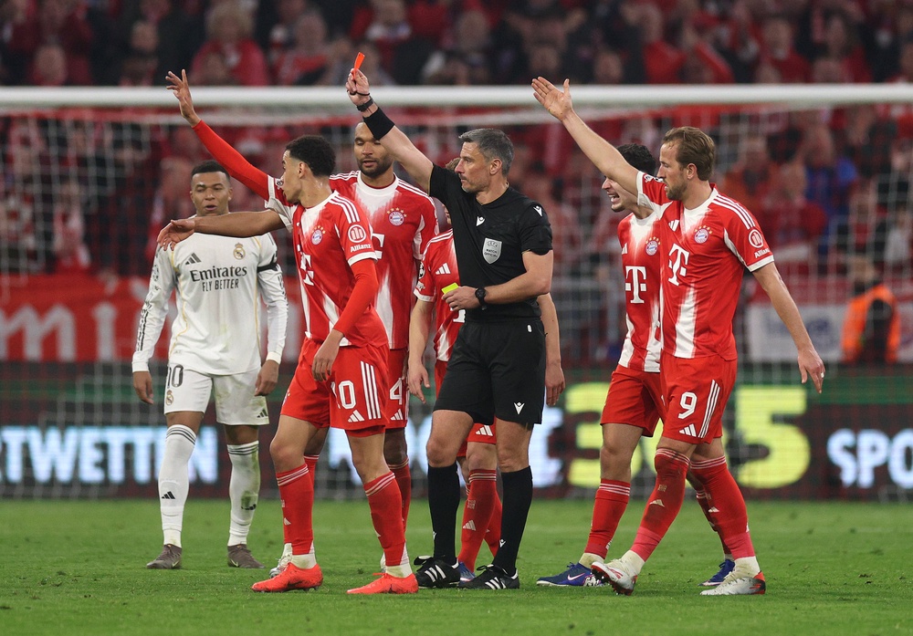Eduardo Camavinga was sent off after collecting a second yellow card for time-wasting late in the second half (Getty)